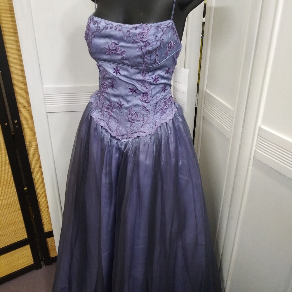Stone Ferris Sterling Purple Princess Gown Beaded
